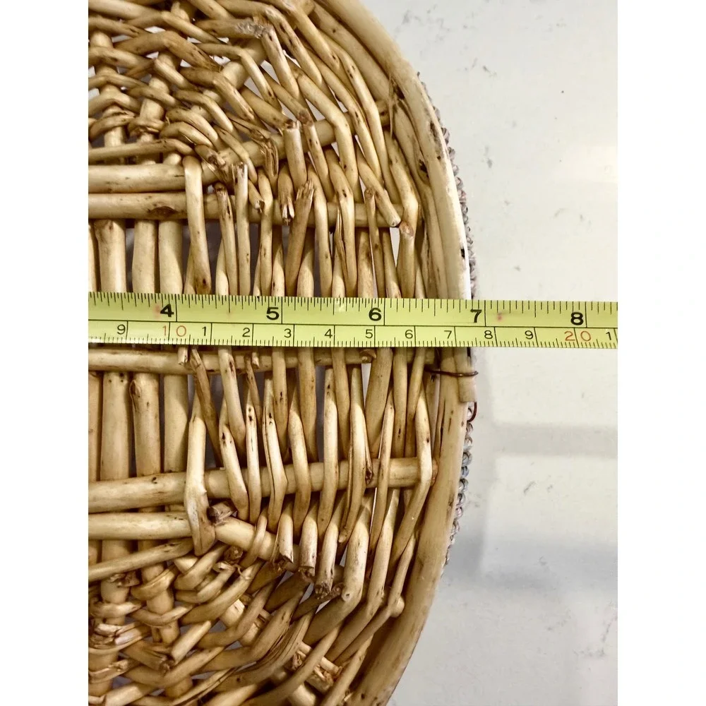 Set of 2 Woven Wicker Rattan Oval Serving Trays with Handles Natural Nesting